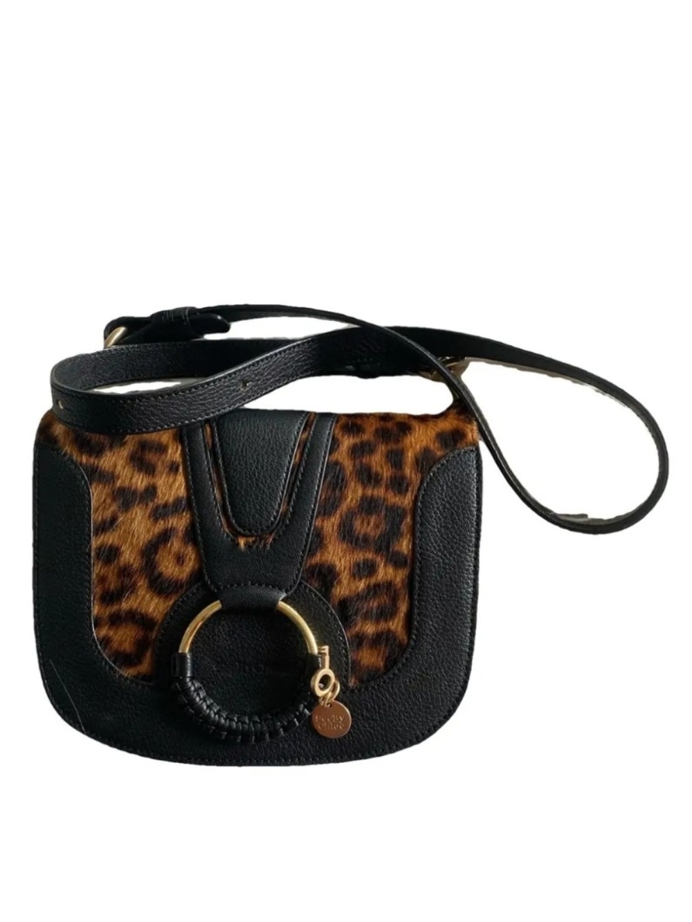 See By Chloe Crossbody Shoulder Bag Purse Leopard Print Clutch Handbag